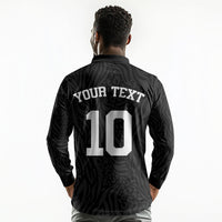 Custom DR Congo Football Long Sleeve Polo Shirt Leopards Texture Wild Black