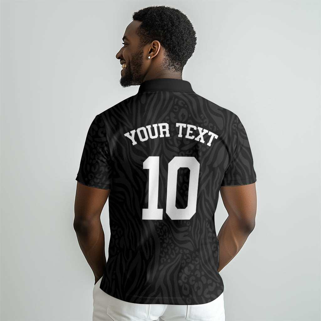 Custom DR Congo Football Polo Shirt Leopards Texture Wild Black LT03