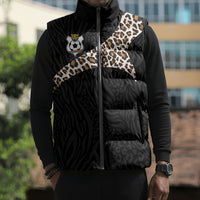 Custom DR Congo Football Sleeveless Puffer Jacket Leopards Texture Wild Black