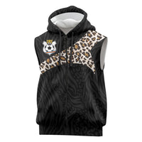 Custom DR Congo Football Sleeveless Zip Hoodie Leopards Texture Wild Black