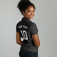 Custom DR Congo Football Women Polo Shirt Leopards Texture Wild Black