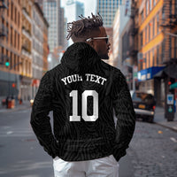 Custom DR Congo Football Zip Hoodie Leopards Texture Wild Black