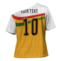 Custom Ghana Football Cross Shoulder Shirt Abstract Flag and Kente Pattern