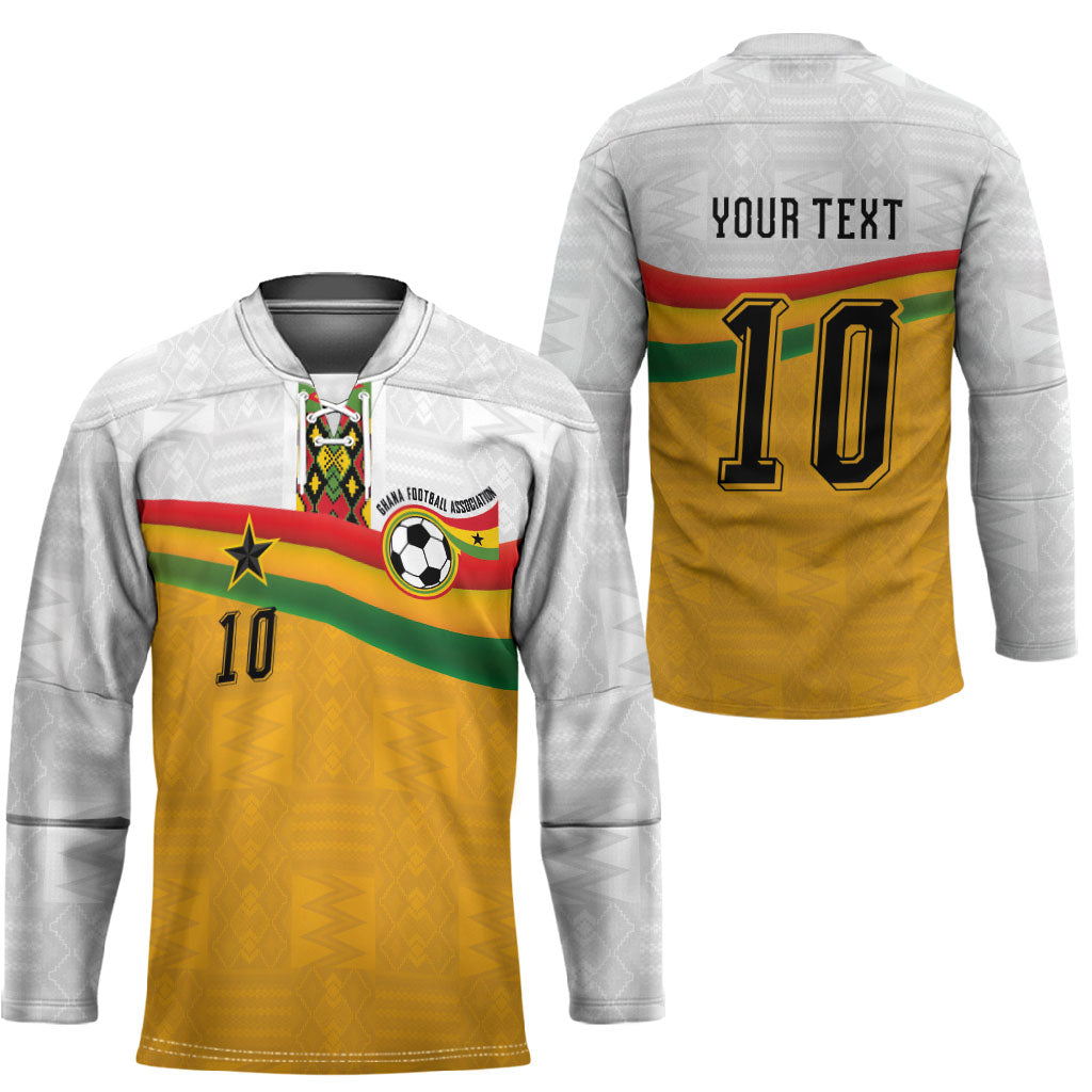 Custom Ghana Football Hockey Jersey Abstract Flag and Kente Pattern