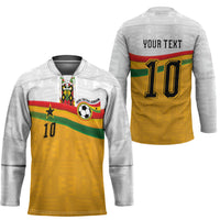 Custom Ghana Football Hockey Jersey Abstract Flag and Kente Pattern