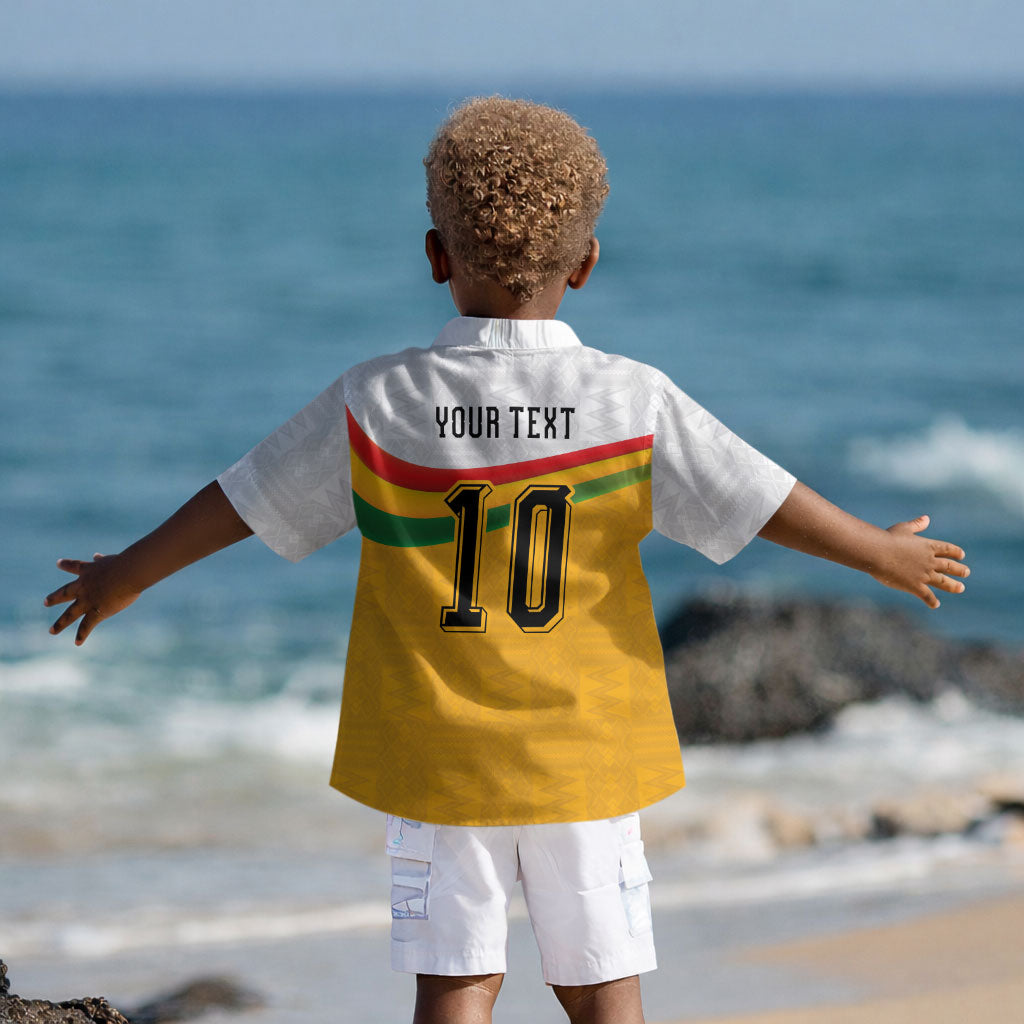 Custom Ghana Football Kid Hawaiian Shirt Abstract Flag and Kente Pattern LT03