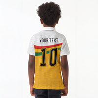 Custom Ghana Football Kid Polo Shirt Abstract Flag and Kente Pattern