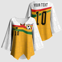 Custom Ghana Football Kimono Sleeve Blouse Abstract Flag and Kente Pattern