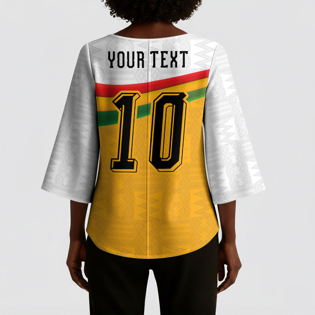 Custom Ghana Football Kimono Sleeve Blouse Abstract Flag and Kente Pattern