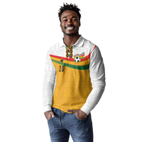 Custom Ghana Football Long Sleeve Polo Shirt Abstract Flag and Kente Pattern