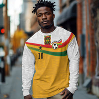 Custom Ghana Football Long Sleeve Shirt Abstract Flag and Kente Pattern