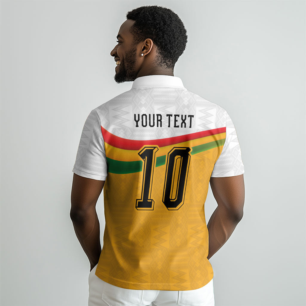 Custom Ghana Football Polo Shirt Abstract Flag and Kente Pattern LT03