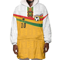 Custom Ghana Football Wearable Blanket Hoodie Abstract Flag and Kente Pattern
