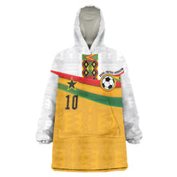 Custom Ghana Football Wearable Blanket Hoodie Abstract Flag and Kente Pattern