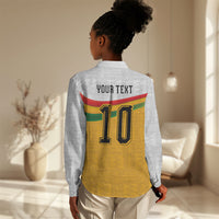 Custom Ghana Football Women Casual Shirt Abstract Flag and Kente Pattern