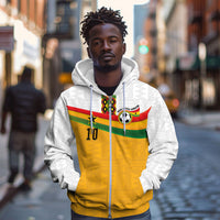 Custom Ghana Football Zip Hoodie Abstract Flag and Kente Pattern
