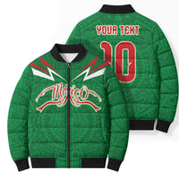 Custom Mexico Football Bomber Puffer Jacket Remixed Mexico Aztec Pattern Tribal Style