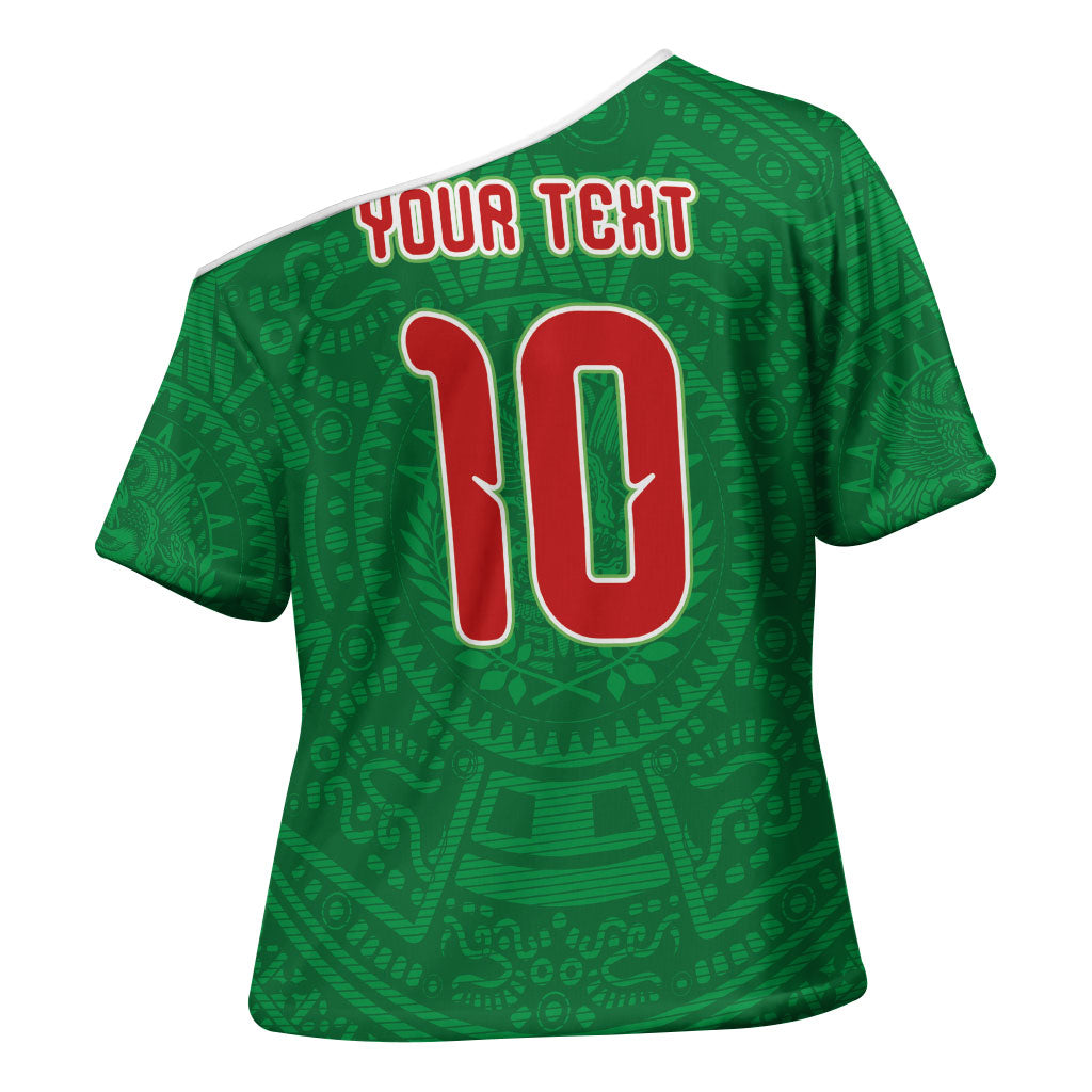 Custom Mexico Football Cross Shoulder Shirt Remixed Mexico Aztec Pattern Tribal Style
