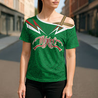 Custom Mexico Football Cross Shoulder Shirt Remixed Mexico Aztec Pattern Tribal Style