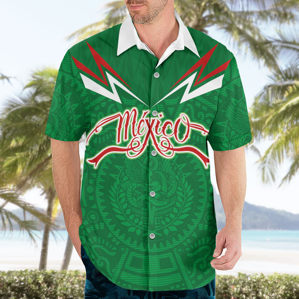 Custom Mexico Football Hawaiian Shirt Remixed Mexico Aztec Pattern Tribal Style