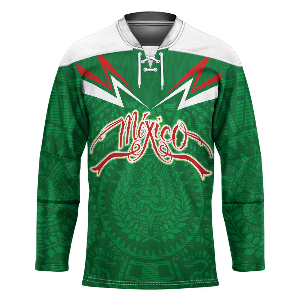 Custom Mexico Football Hockey Jersey Remixed Mexico Aztec Pattern Tribal Style