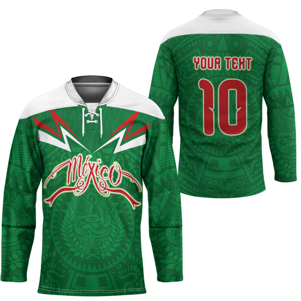 Custom Mexico Football Hockey Jersey Remixed Mexico Aztec Pattern Tribal Style