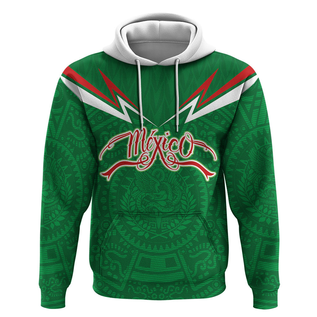Custom Mexico Football Hoodie Remixed Mexico Aztec Pattern Tribal Style