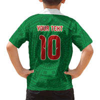 Custom Mexico Football Kid Hawaiian Shirt Remixed Mexico Aztec Pattern Tribal Style
