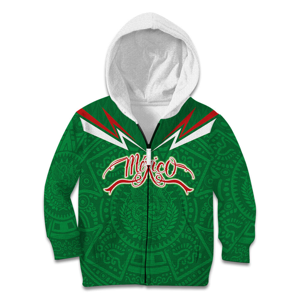 Custom Mexico Football Kid Hoodie Remixed Mexico Aztec Pattern Tribal Style