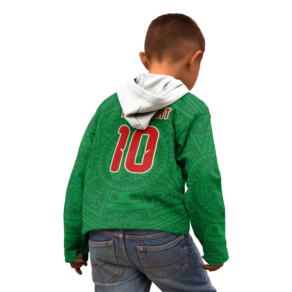 Custom Mexico Football Kid Hoodie Remixed Mexico Aztec Pattern Tribal Style