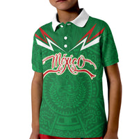 Custom Mexico Football Kid Polo Shirt Remixed Mexico Aztec Pattern Tribal Style