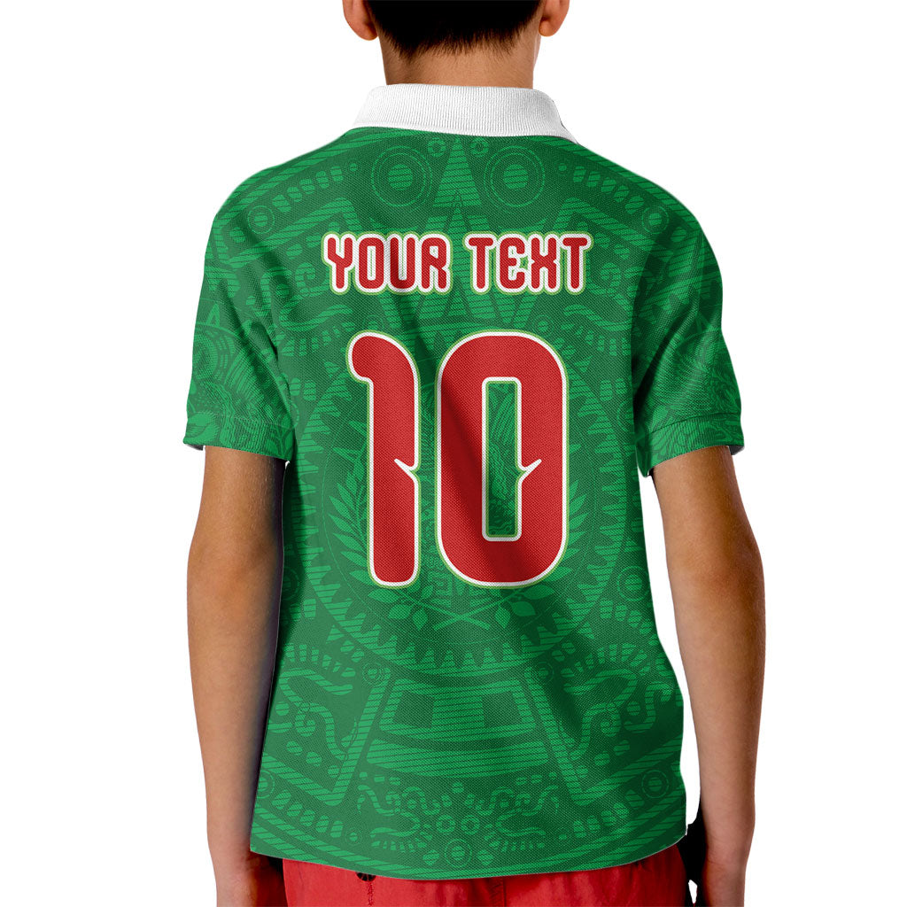Custom Mexico Football Kid Polo Shirt Remixed Mexico Aztec Pattern Tribal Style