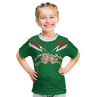 Custom Mexico Football Kid T Shirt Remixed Mexico Aztec Pattern Tribal Style