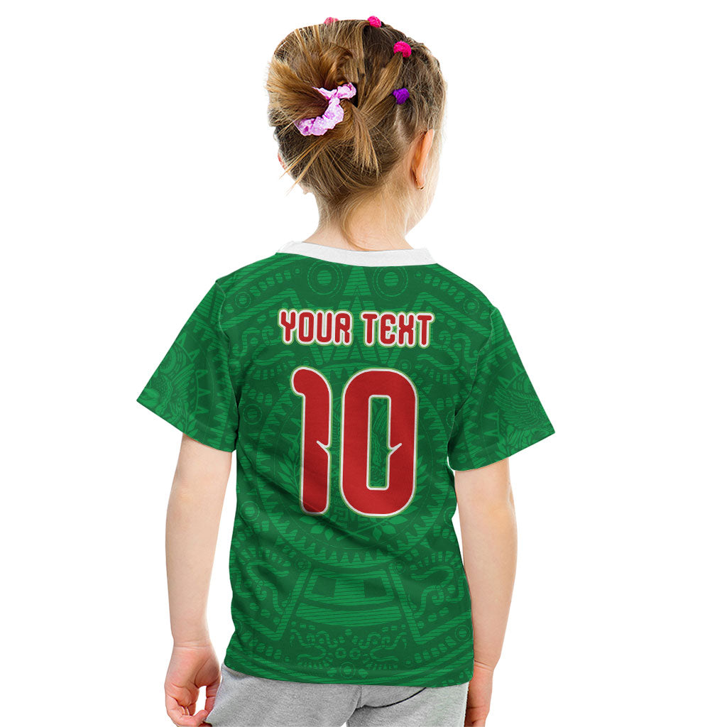 Custom Mexico Football Kid T Shirt Remixed Mexico Aztec Pattern Tribal Style