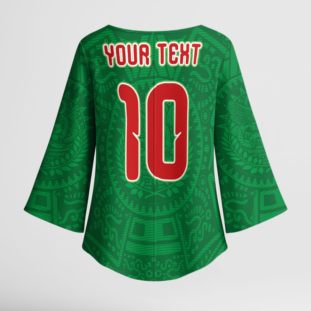 Custom Mexico Football Kimono Sleeve Blouse Remixed Mexico Aztec Pattern Tribal Style
