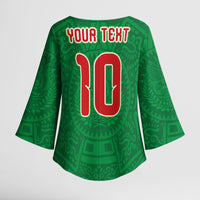 Custom Mexico Football Kimono Sleeve Blouse Remixed Mexico Aztec Pattern Tribal Style