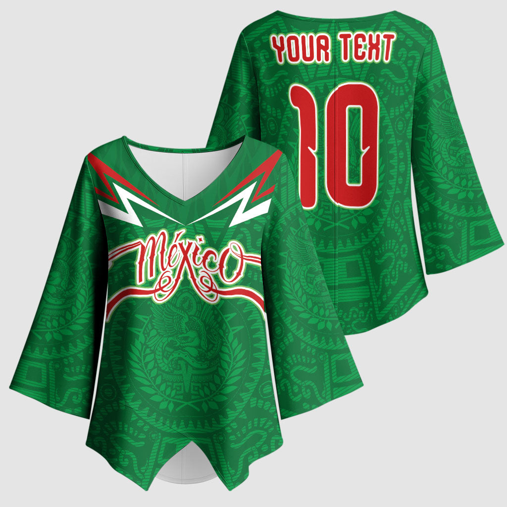 Custom Mexico Football Kimono Sleeve Blouse Remixed Mexico Aztec Pattern Tribal Style
