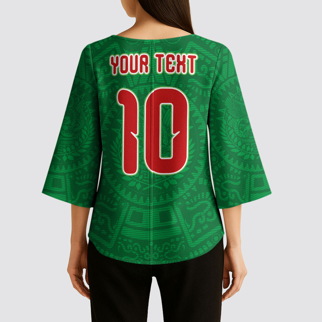Custom Mexico Football Kimono Sleeve Blouse Remixed Mexico Aztec Pattern Tribal Style