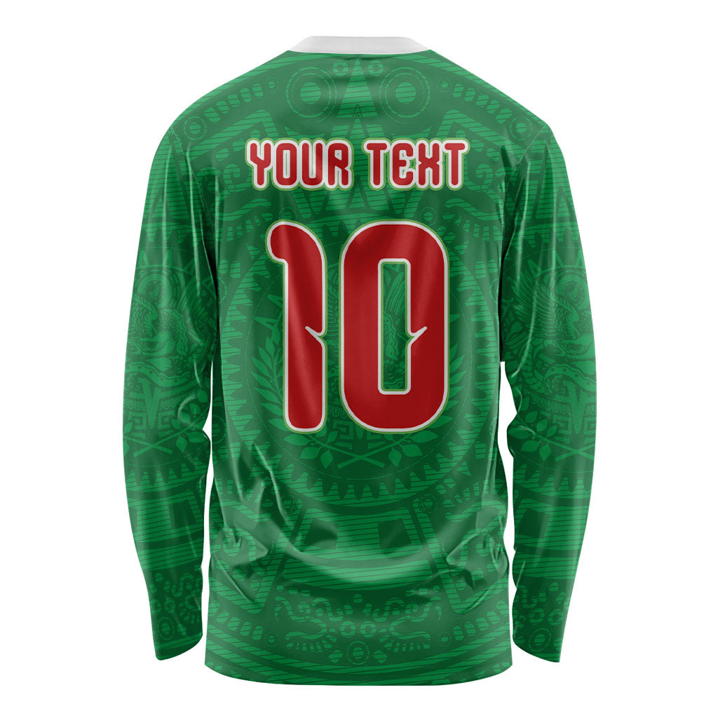 Custom Mexico Football Long Sleeve Shirt Remixed Mexico Aztec Pattern Tribal Style
