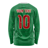 Custom Mexico Football Long Sleeve Shirt Remixed Mexico Aztec Pattern Tribal Style