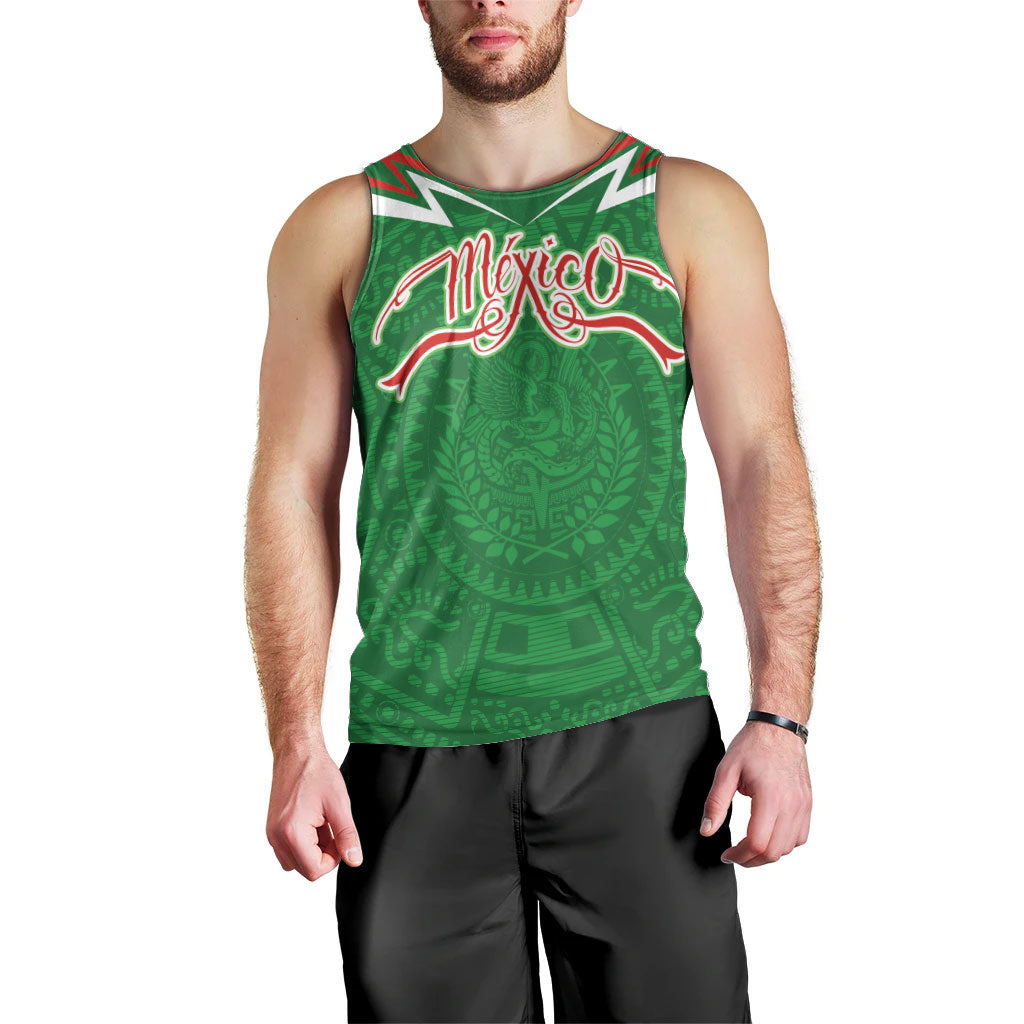 Custom Mexico Football Men Tank Top Remixed Mexico Aztec Pattern Tribal Style