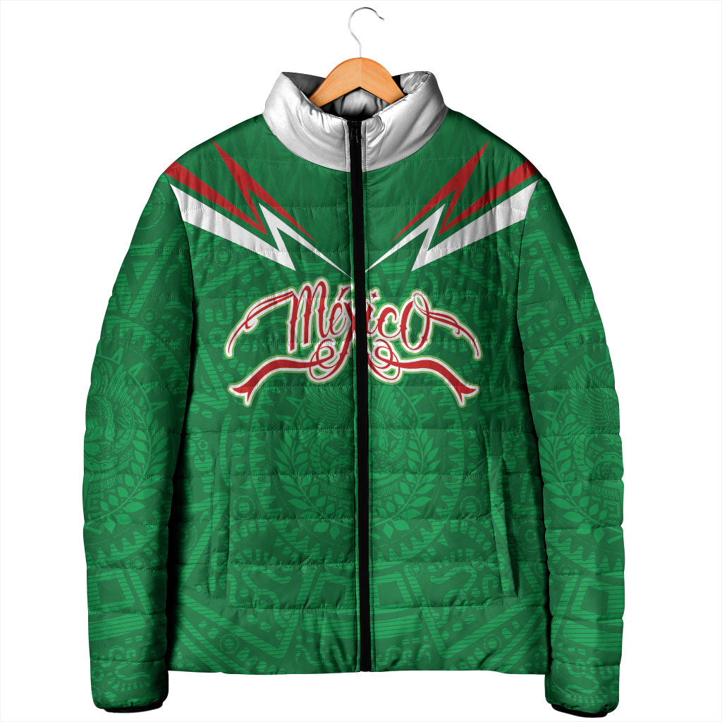 Custom Mexico Football Padded Jacket Remixed Mexico Aztec Pattern Tribal Style