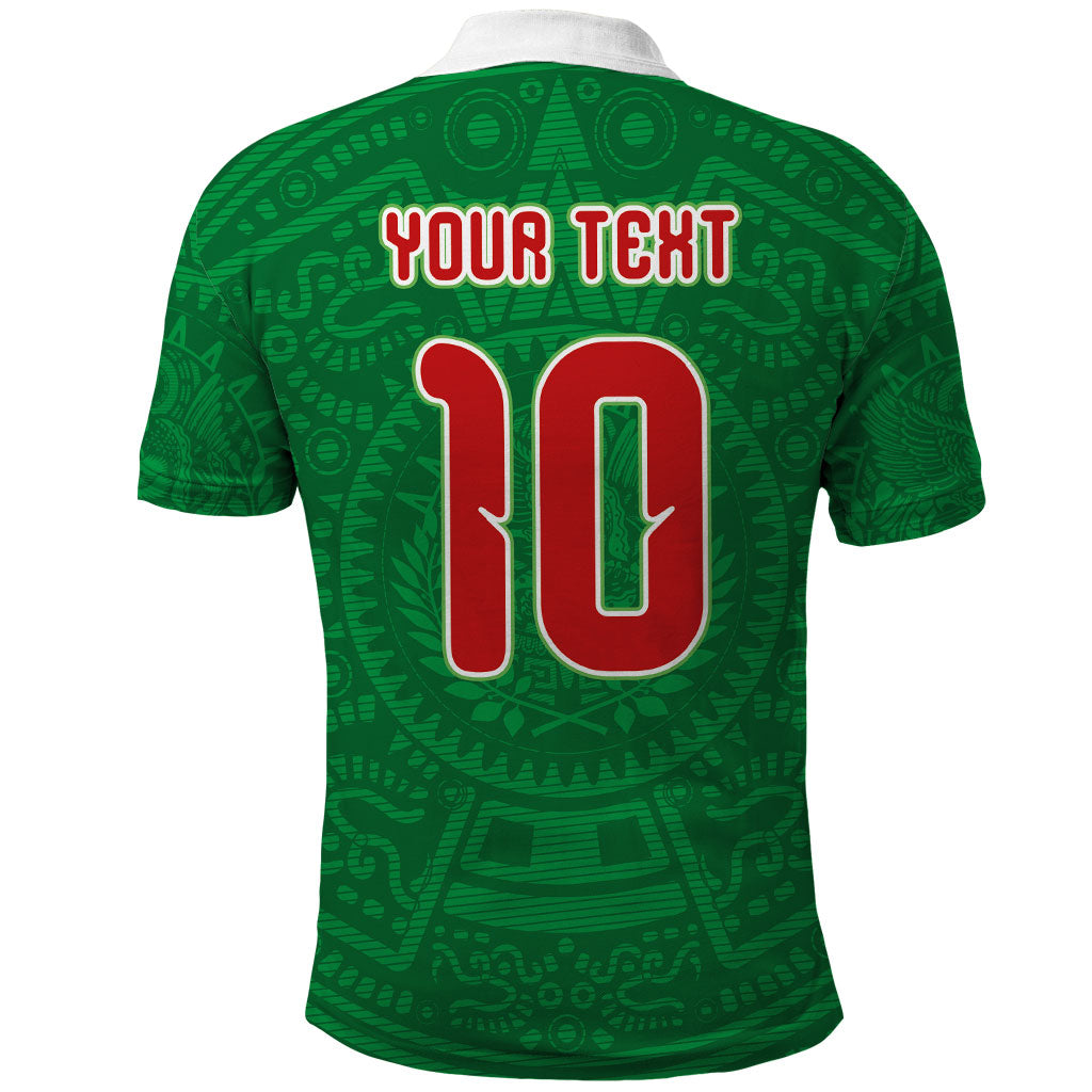 Custom Mexico Football Polo Shirt Remixed Mexico Aztec Pattern Tribal Style