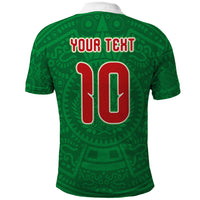 Custom Mexico Football Polo Shirt Remixed Mexico Aztec Pattern Tribal Style