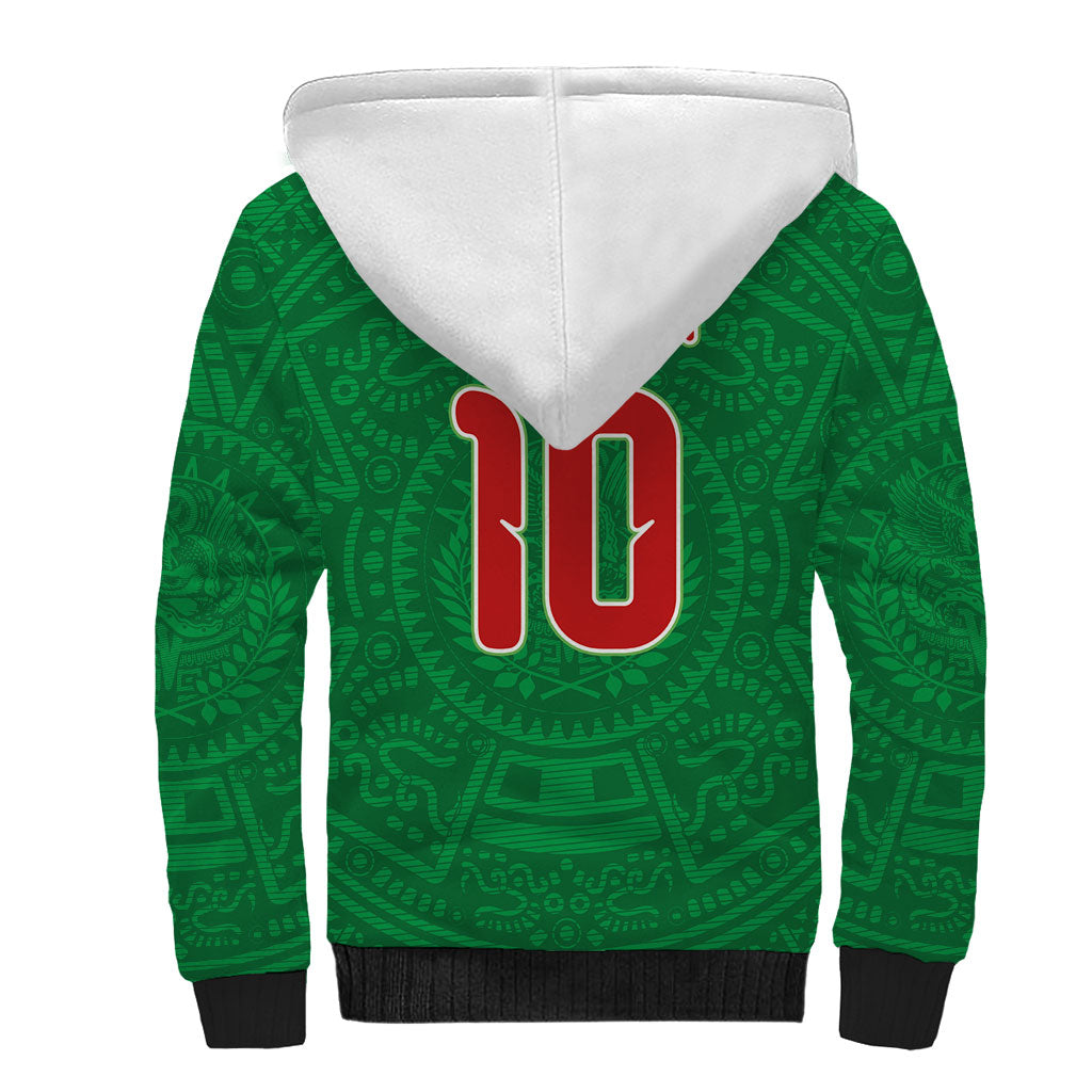 Custom Mexico Football Sherpa Hoodie Remixed Mexico Aztec Pattern Tribal Style