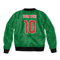 Custom Mexico Football Sleeve Zip Bomber Jacket Remixed Mexico Aztec Pattern Tribal Style