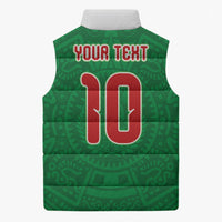 Custom Mexico Football Sleeveless Puffer Jacket Remixed Mexico Aztec Pattern Tribal Style