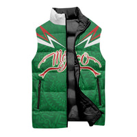 Custom Mexico Football Sleeveless Puffer Jacket Remixed Mexico Aztec Pattern Tribal Style