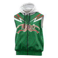 Custom Mexico Football Sleeveless Zip Hoodie Remixed Mexico Aztec Pattern Tribal Style