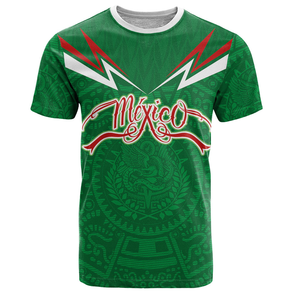 Custom Mexico Football T Shirt Remixed Mexico Aztec Pattern Tribal Style